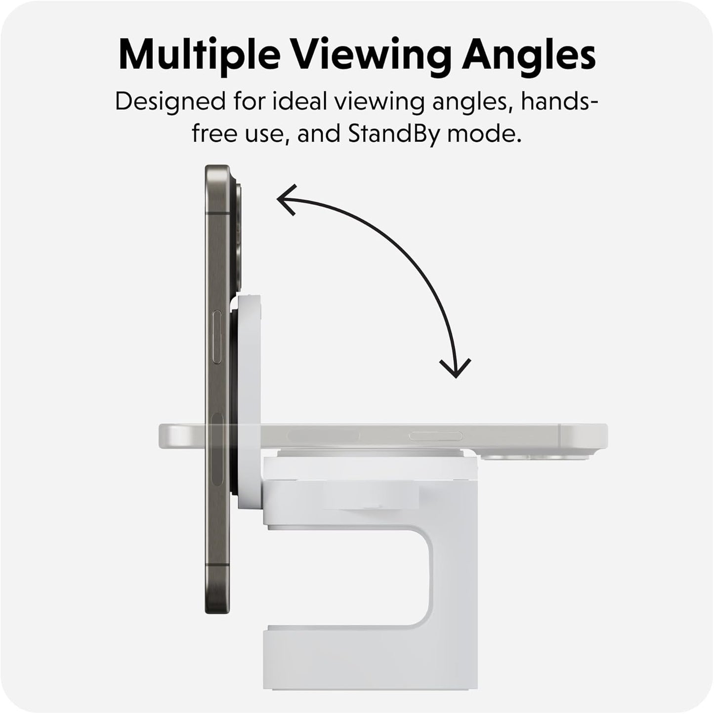 HyperJuice 3-in-1 Wireless Charger Qi2 Magnetic Stand — Fast Charger for iPhone, Apple Watch, Airpods, & Qi Compatible Devices — Compact and Adjustable 3 in 1 Design