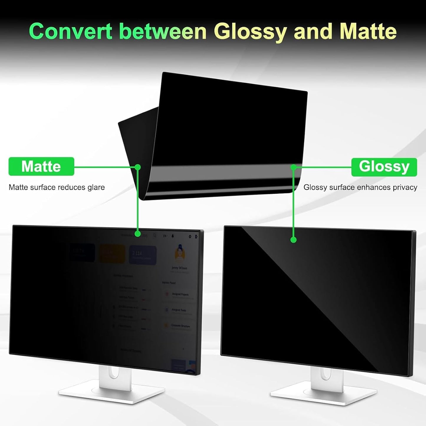 24 Inch Computer Privacy Screen Filter for 16:9 Aspect Ratio, Anti-Glare, Eye Protection, Anti-Blue Light Computer Monitor Privacy Filter, Removable Anti-Scratch 24in Protector Film