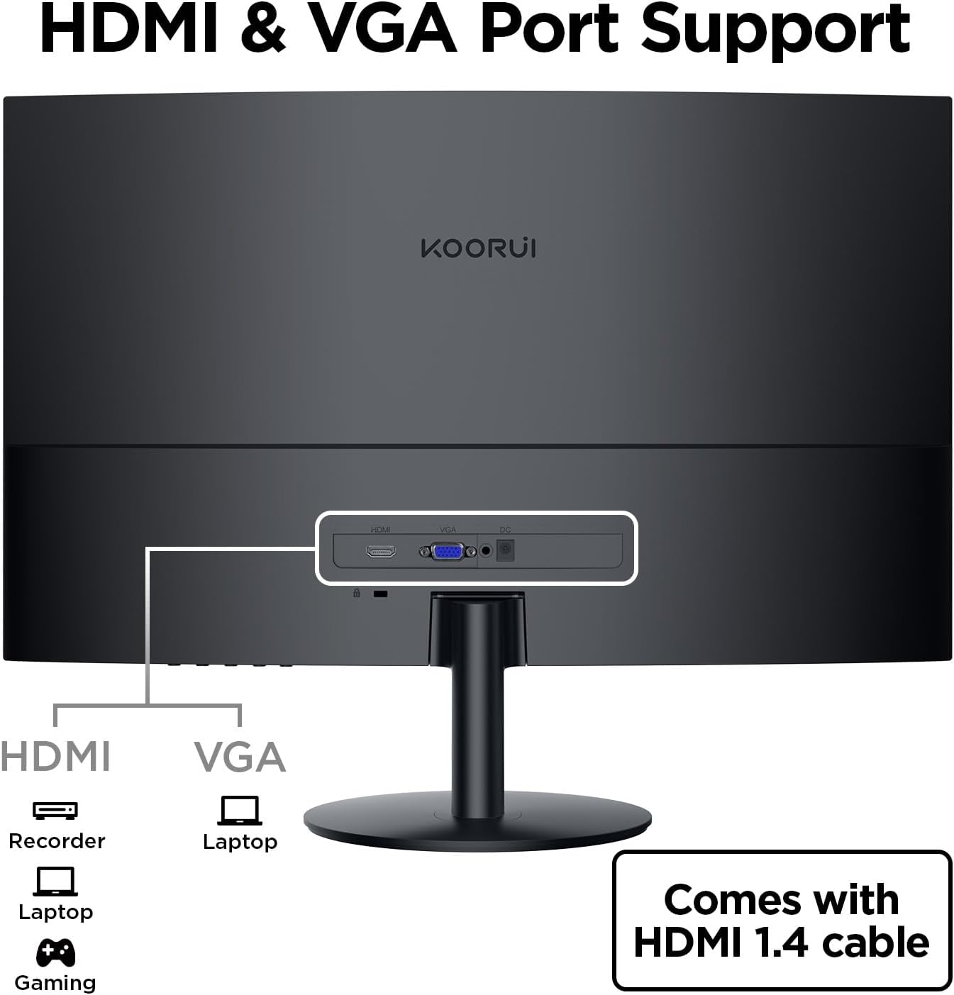 KOORUI 27 Inch Curved Monitor FHD 1080P 75Hz Computer Monitors PC Screen with HDMI VGA,Tilt Adjustable,1500R, Eye Care, Black, 27N5CA