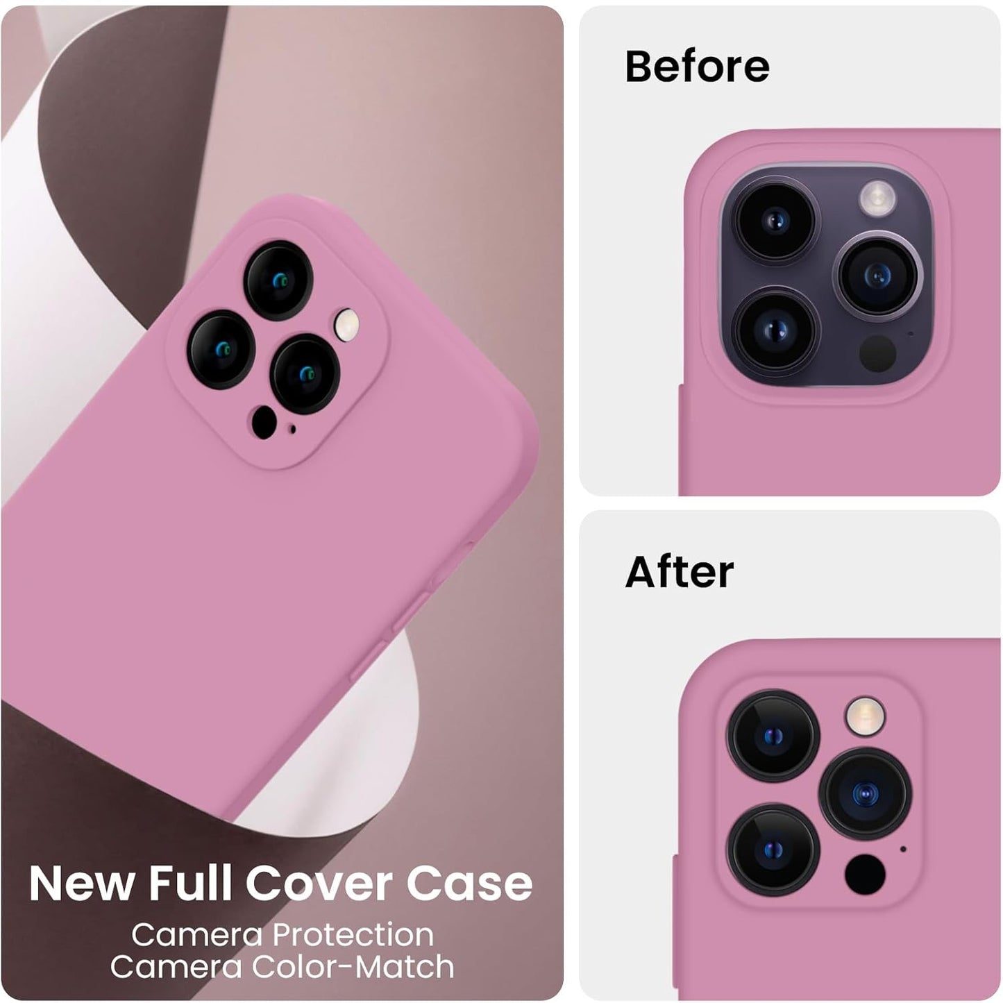FireNova for iPhone 14 Pro Case, Silicone Upgraded [Camera Protection] Phone Case with [2 Screen Protectors], Soft Anti-Scratch Microfiber Lining Inside, 6.1 inch, Lilac Purple