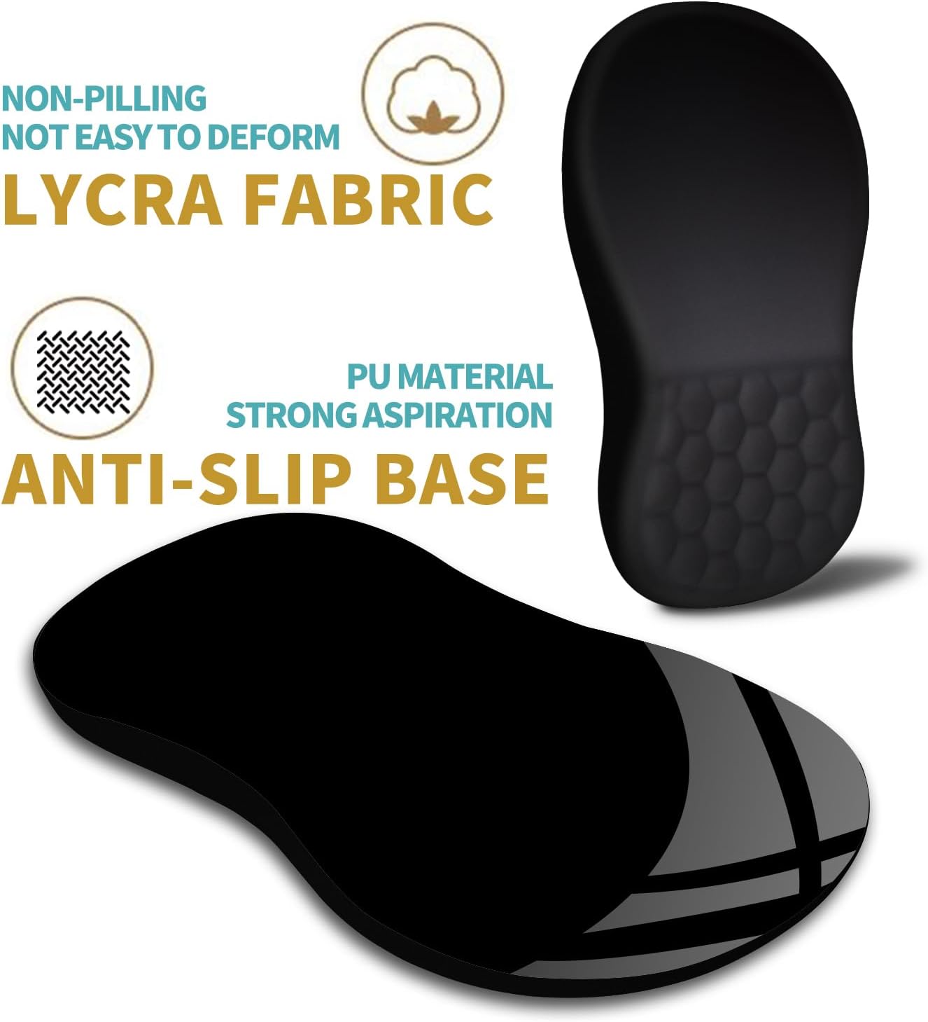 Hokafenle Ergonomic Mouse Pad Wrist Support with Massage Design, Wrist Rest Pain Relief Mousepad with Memory Foam&Non-Slip PU Base, Mouse Pads for Wireless Mouse & Desk (12x8 inch,Black)