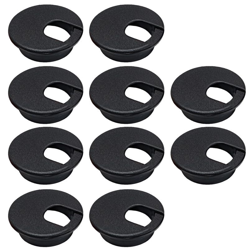 10 Pcs Desk Grommet 2" / 50 mm, Desk Cord Hole Cover, Cable Grommet ABS Plastic, Desk Hole Grommet for Home & Office Pc, Detachable Cable Cord Organizer-Black