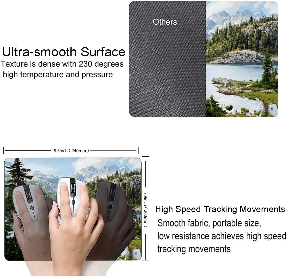 Hokafenle Mouse Pad, Natural Landscape Mouse Pad, Forest Waterfall Mousepad, Premium-Textured Square Waterproof Mouse Mat Non-Slip Rubber Base Mouse Pads for Office Laptop