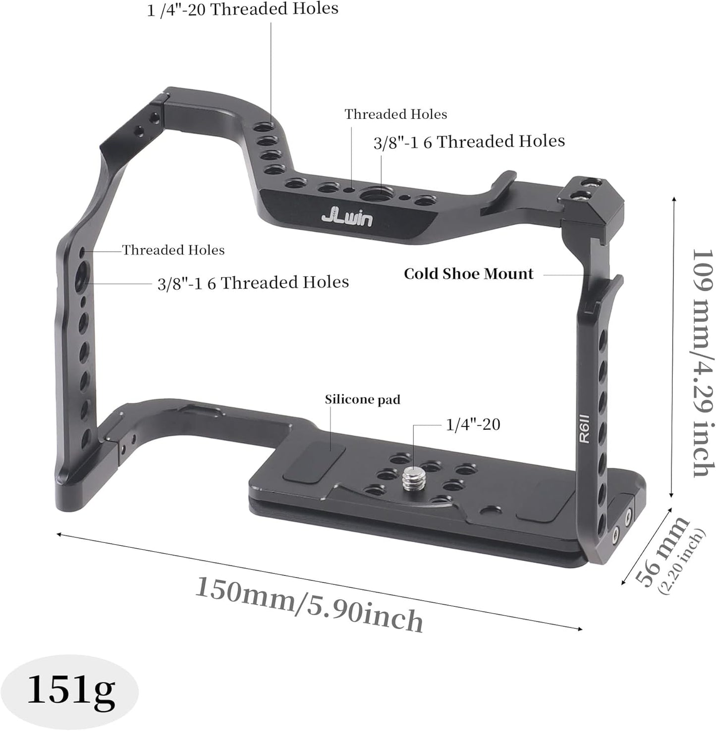 Hersmay EOS R6 II Camera Cage with Top Handle for Canon EOS R6 Mark II Mirrorless Camera Aluminum Alloy Film Movie Making Camera Video Cage with Shoe Mount