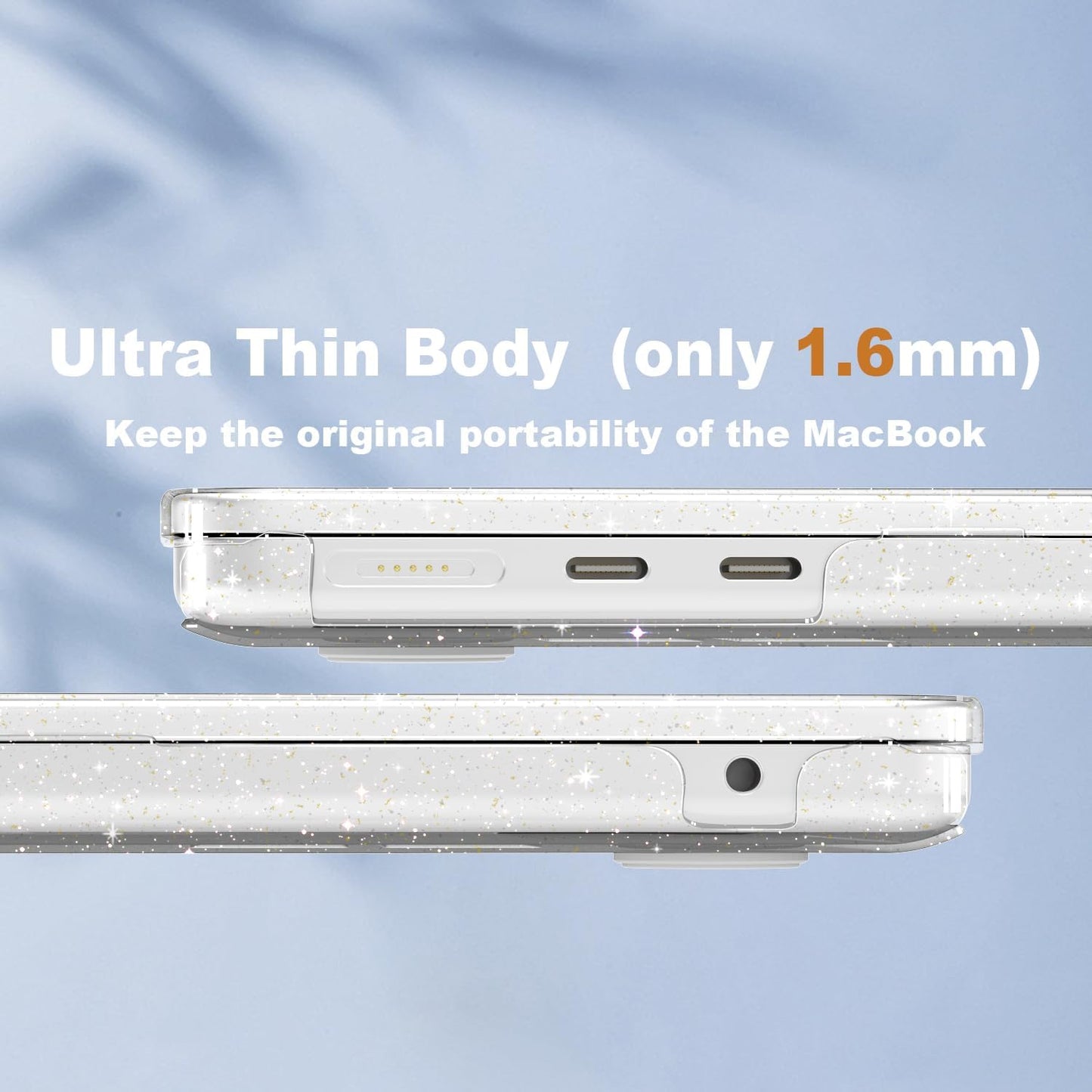 CISSOOK Clear Glitter Star Case for MacBook Air 13.6 inch 2025 2024 2022 Release A3240 A3113 A2681, Glossy Sparkly Hard Shell Case with Keyboard Cover Type C Adapter for MacBook Air 13.6" M2 M3 M4