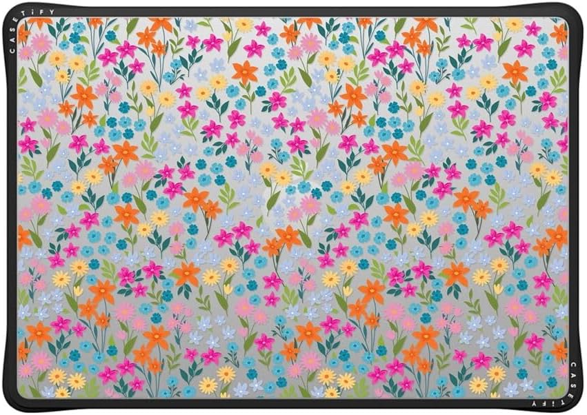 CASETiFY Impact MacBook Air 15" (M2-M4) Case [Cushioned Impact Corners/Scratch-Resistant/Anti-Slip Grip] - Petit Floral Transparent - Clear Black