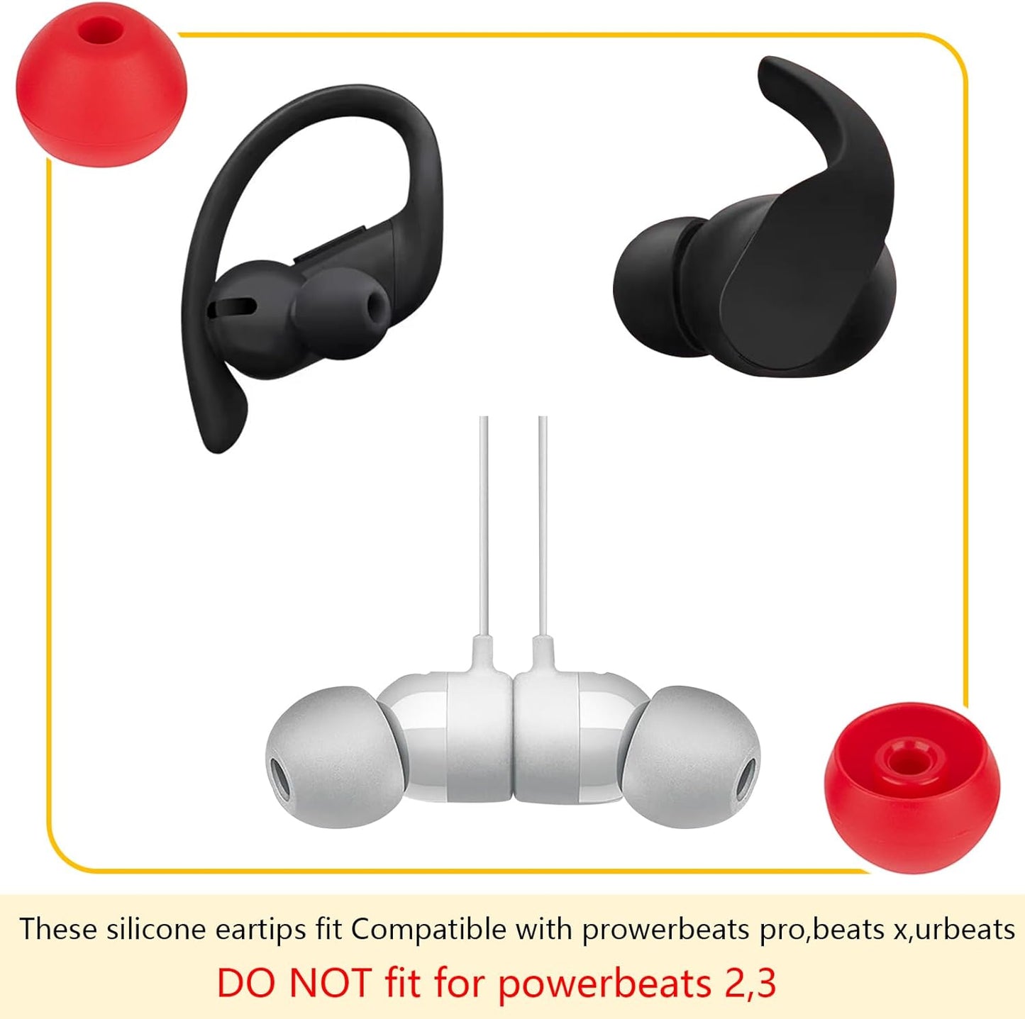Ear Bud Covers Silicone Replacement Earbud Tips Compatible with Powerbeats Pro Beats Wireless Earphone Headphone Ear Tips 4 Pairs
