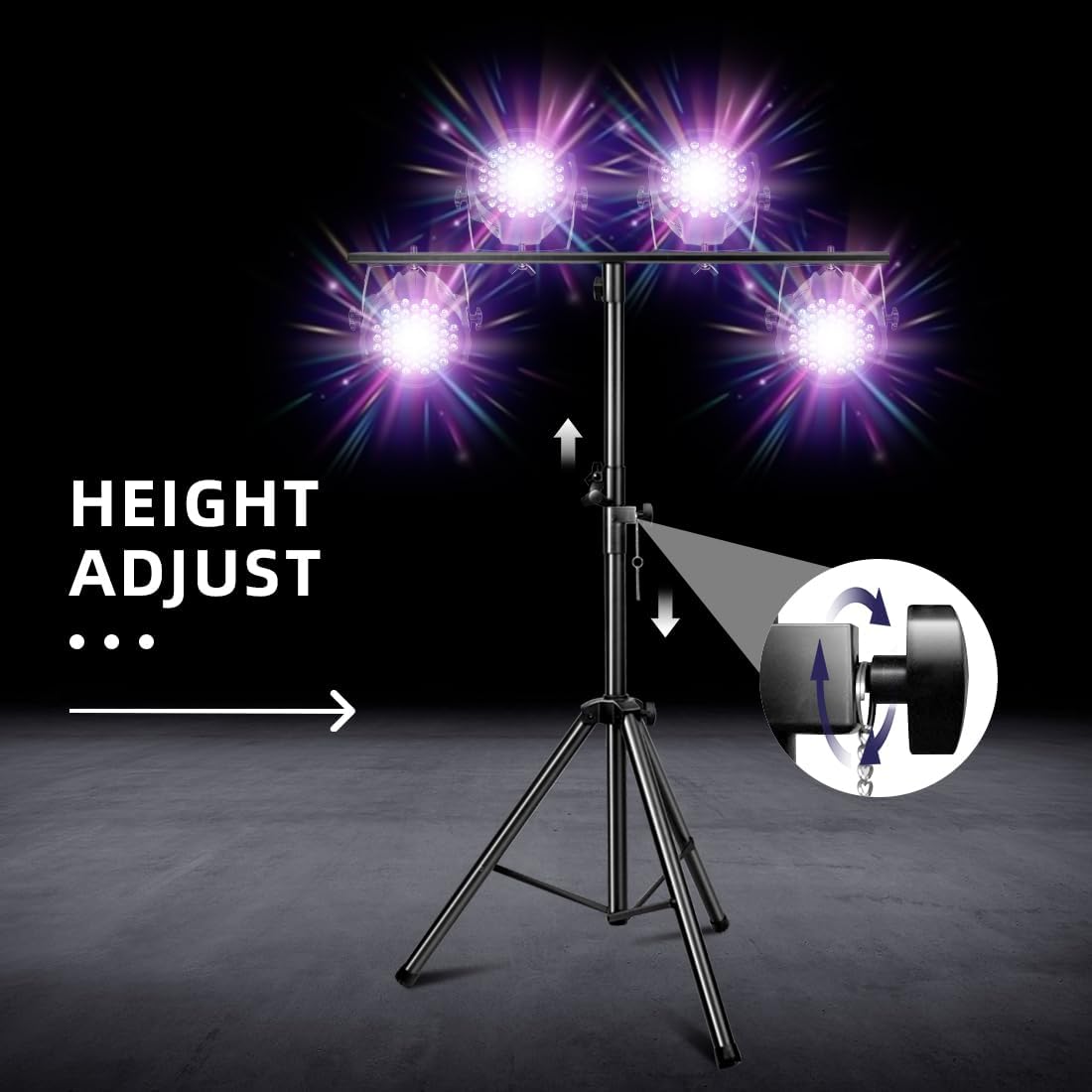 DJ Lights Stand, Heavy Duty DJ Stand 1 Pack, Portable Par Can Tripod Stage Light Stand Adjustable Height 41-95 Inch, DJ Lighting T Bar Suitable for Stages, Bar, Banquet, Party