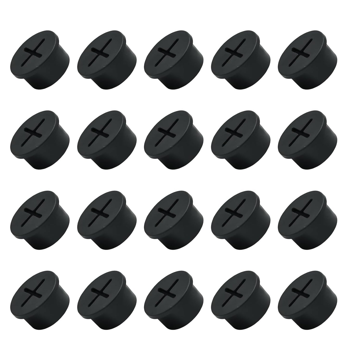 20Pcs Desk Grommet, 3/4" (20mm) Black Silicone Cord Hole Cover, Flexible Rubber Wire Grommets, Wall Grommets for Cables Management, Table, Countertop, Cabinets and Furnitures Wire Organizer