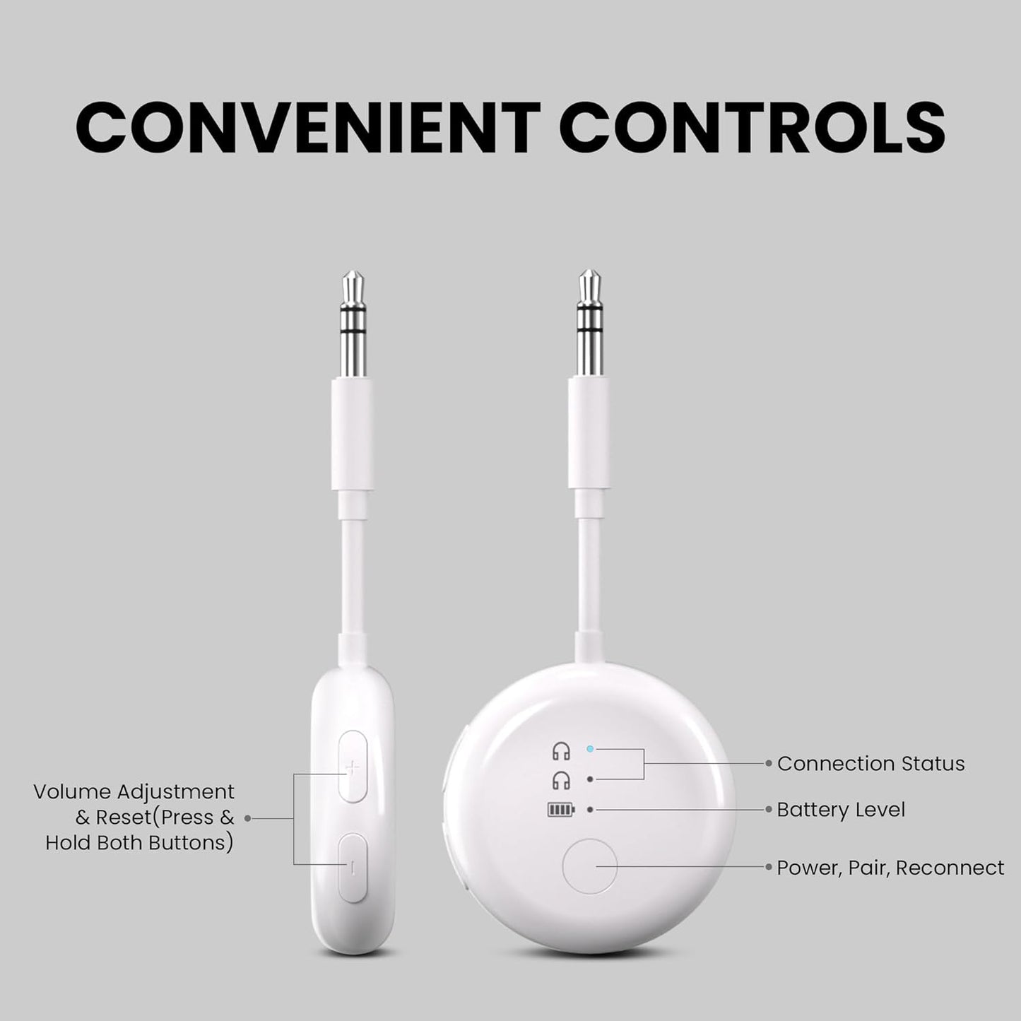 Avantree SoundJet R1 – Airplane Bluetooth Adapter for Headphones & AirPods, aptX Adaptive, Qualcomm Chipset, 20H Battery, Wireless Audio Transmitter for in-Flight Travel Essentials - White