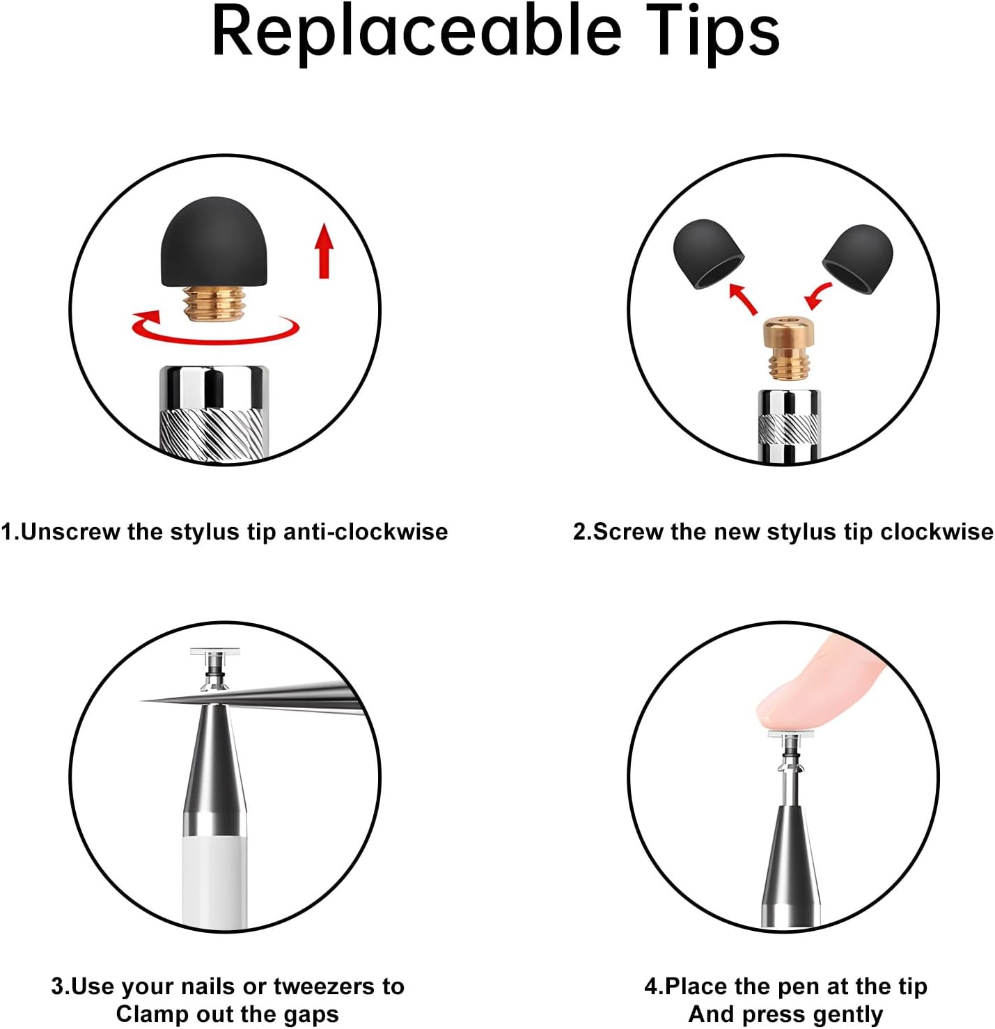 Bopomofo Stylus (5 Pcs), 2-in-1 Stylus Pen for Touchscreen, High Precision and Sensitivity, Suitable for iPhone/ipad/Android Tablets, Compatible with All Touch Screens,White