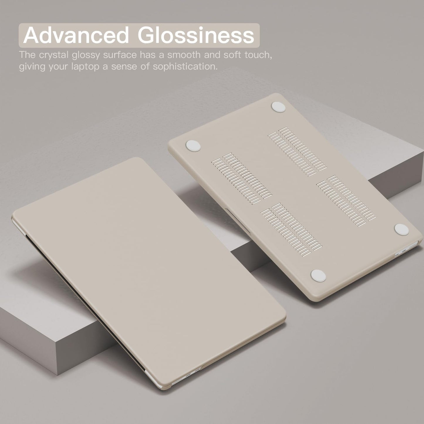 CISSOOK Compatible with MacBook Air 13.6 inch Case 2025 2024 2023 2022 Release M4 M3 M2 Chip, Plastic Hard Shell Case & Keyboard Cover for MacBook Air 13 A3240 A3113 A2681, Beige