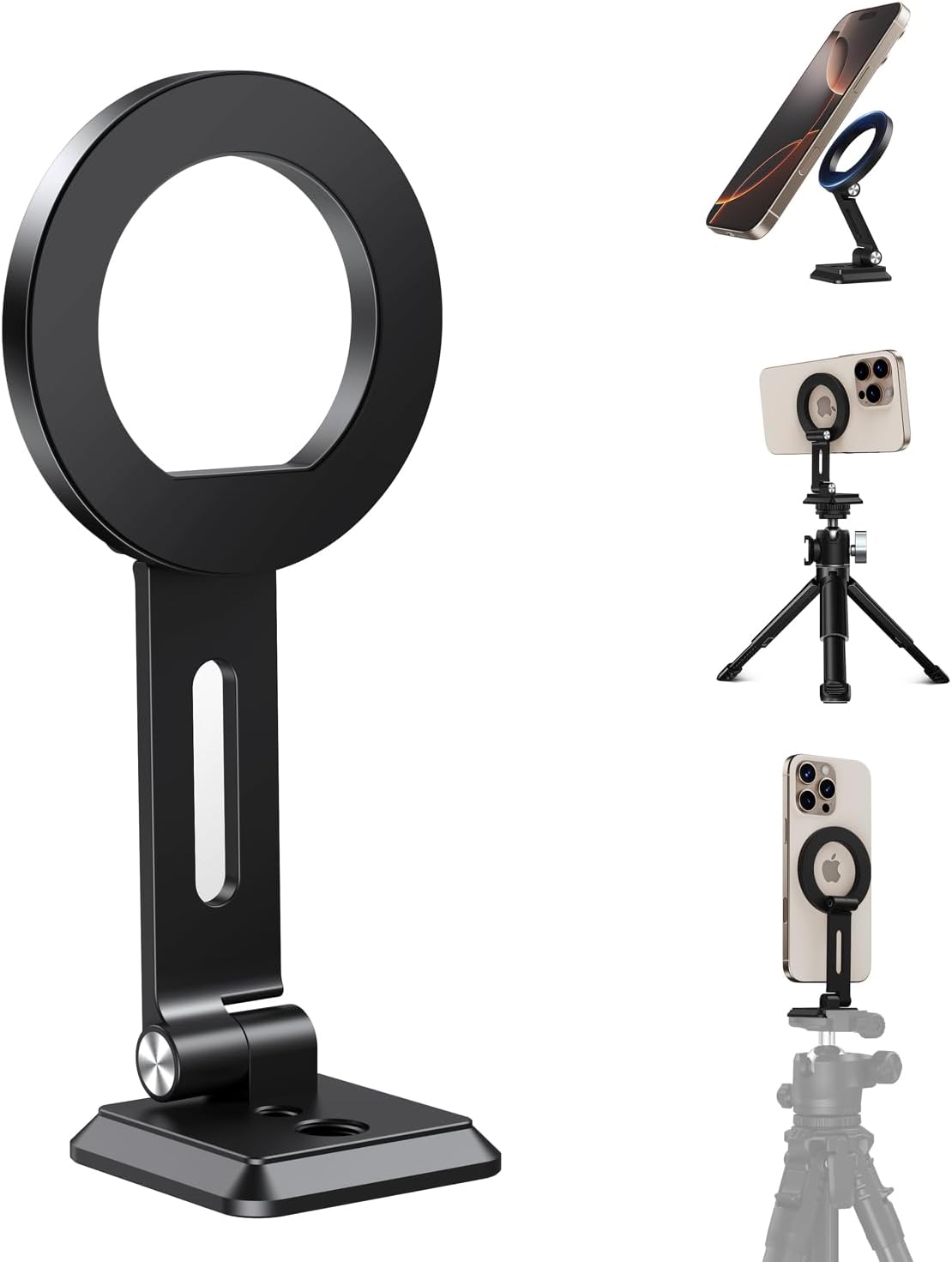 elitehood Aluminum Magsafe iPhone Tripod Mount with Arca Port, Magnetic Phone Mount for Tripod with 1/4" 3/8" Screw Adapter, Cell Phone Holder Stand for Video Recording Live Streaming Vlogging