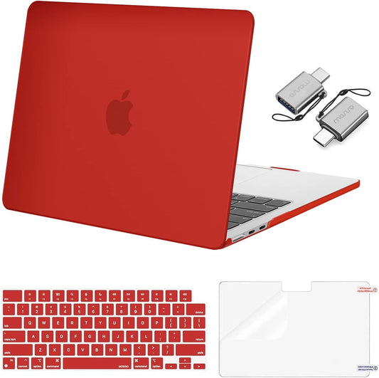 MOSISO Compatible with MacBook Air 13 inch Case 2025 2024 2023 2022 M4 A3240 M3 A3113 M2 A2681, Plastic Hard Shell&Keyboard Cover&Screen Film&Type C for MacBook Air 13.6 inch Case, Red