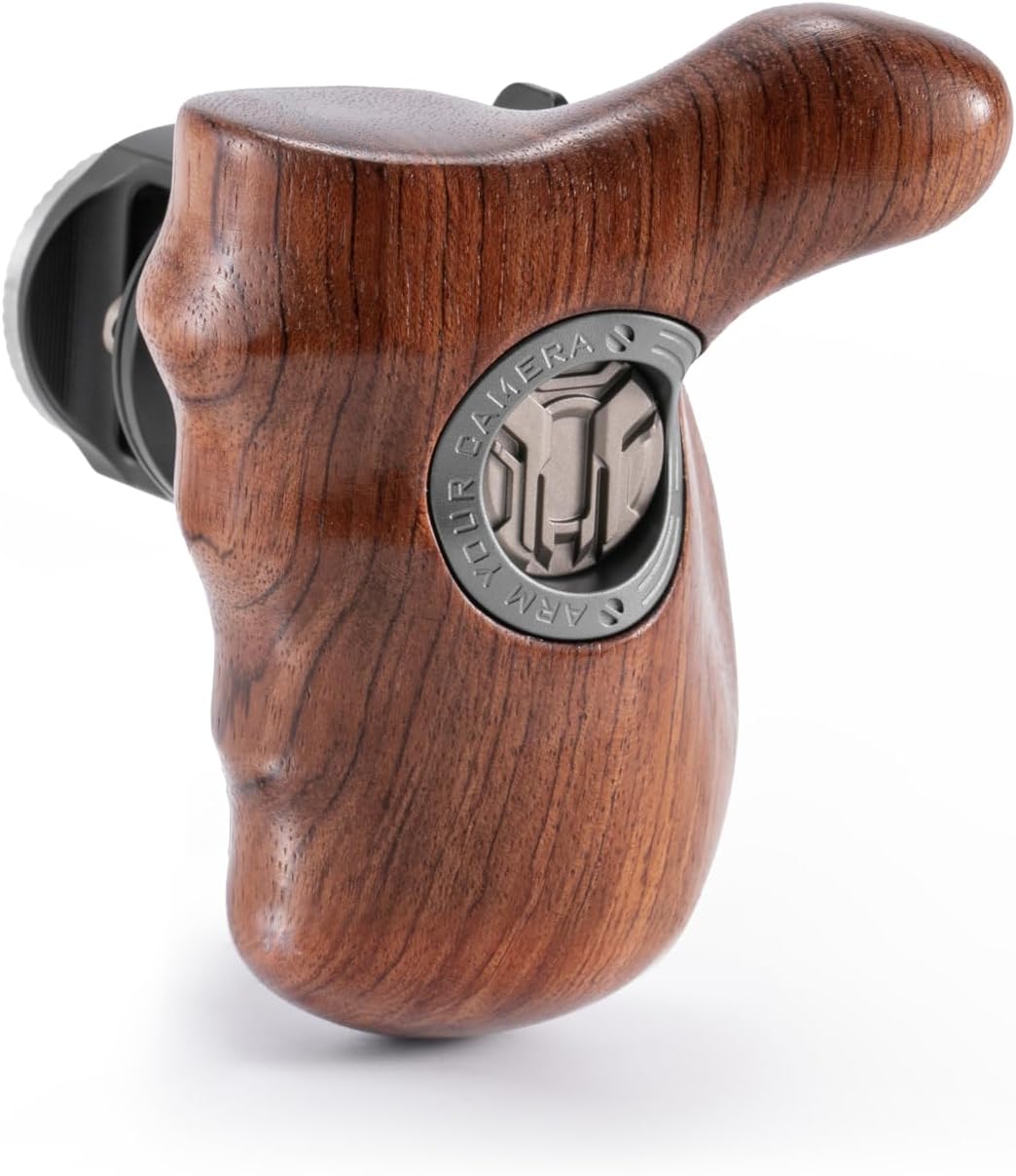 Tilta Advanced Left Side Wooden Handle (ARRI Rosette - Type X) | Black Walnut Wood & Aluminum Alloy Build | Quick Release Button