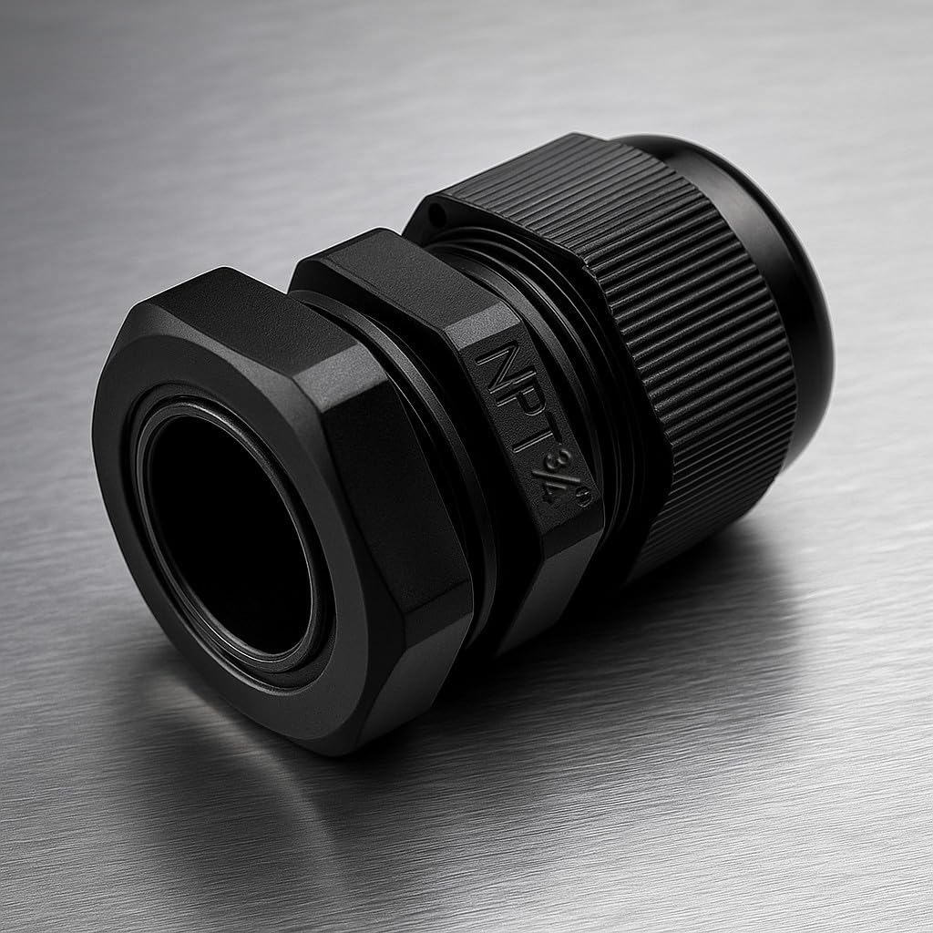 MGI SpeedWare 3/4" NPT Strain Relief Nylon Cord Grip Cable Glands, Black Plastic Grommet 20-Pack