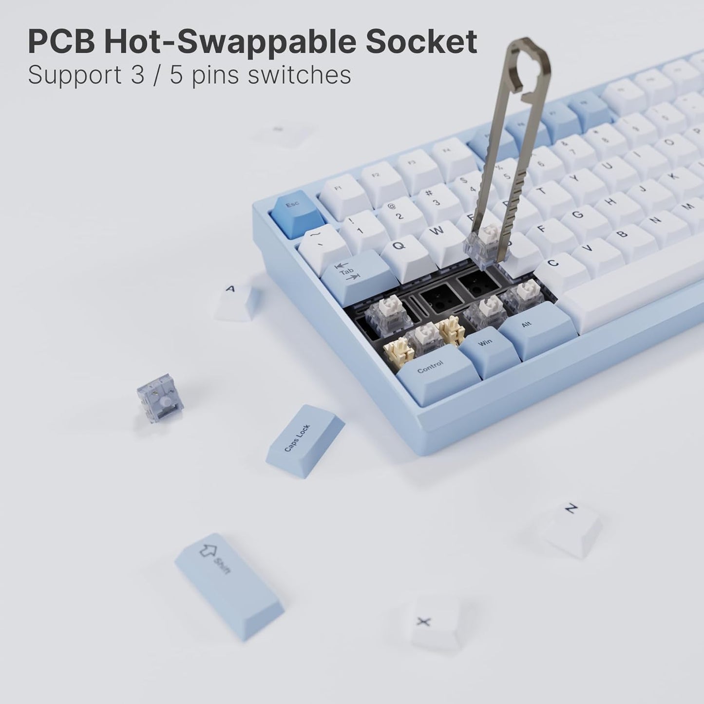 Chilkey ND TKL Aluminum Mechanical Keyboard, 87 Keys Tenkeyless Wireless Gaming Keyboard, Tri-Mode BT5.3/2.4GHz/USB-C PBT Keycaps Hot Swappable Custom Key Board for Windows Laptop Office PC