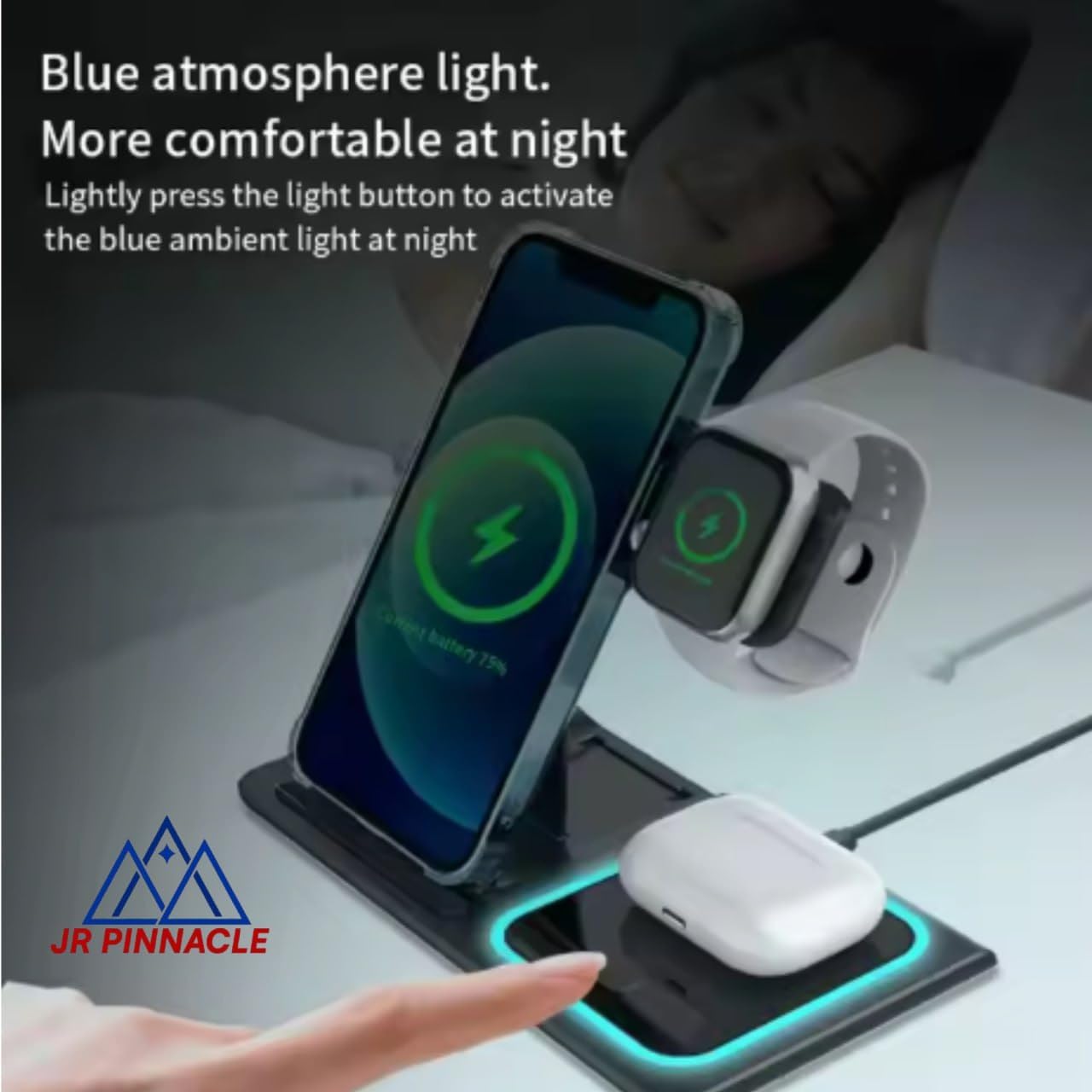 3 in 1 Wireless Charging Station for Apple Watch, iPhone, AirPods – Fast Magnetic Charger Dock Compatible with iPhone 16/15/14, Apple Watch Series, AirPods Pro – JR PINNACLE