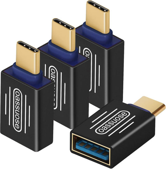 4-Pack USB C to USB Adapter(Gold-Plated),Thunderbolt 3 Male to USB 3.0 Female OTG Adapter for MacBook Pro,iMac,iPad Pro,Pixelbook,Chromebook,Microsoft Surface Go and Other Type C Device(Black)