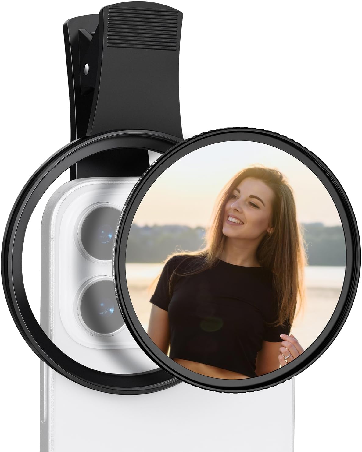 K&F Concept 67mm Clip-on Black Diffusion 1/8 Phone Camera Lens Filter Kit, Mist Cinematic Effect Filter Compatible with iPhone 16 15 14 13 12 11, for Video/Vlog/Portrait Photography