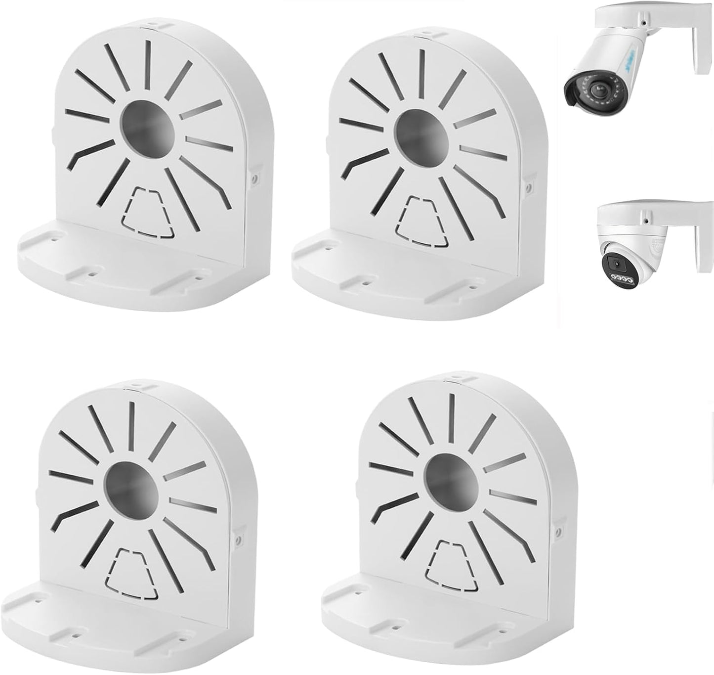 Indoor Outdoor Camera Bracket ABS Plastic Wall Mount L-Shaped Bracket for Security Dome IP Camera Mounting, Junction Box Cable Management (4.5in-SL-4PACK)