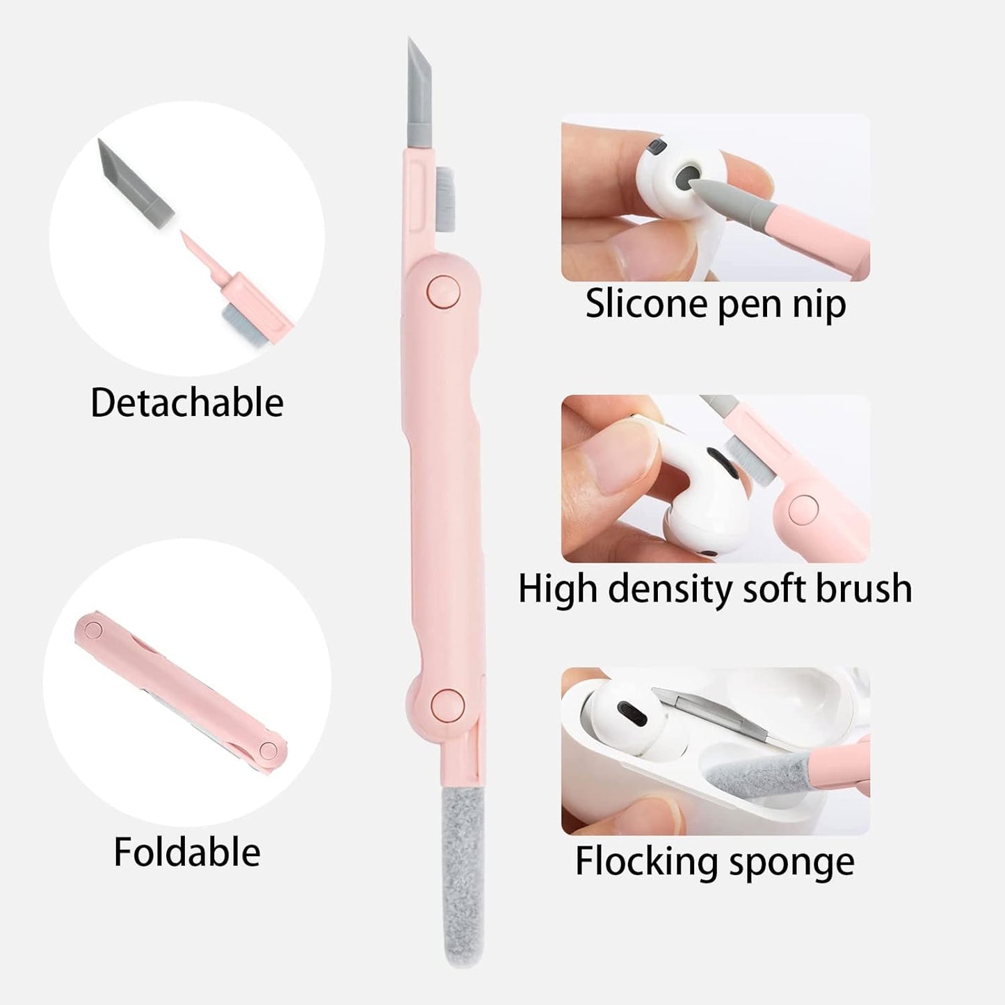 7 in 1 Electronic Cleaner kit - Keyboard Cleaner, Keyboard Cleaning Kit, Laptop Cleaner with Brush, Electronic Cleaner for Airpods pro/Laptop/Phone/Computer/Screen (Give Away a Flannel Cloth) Pink