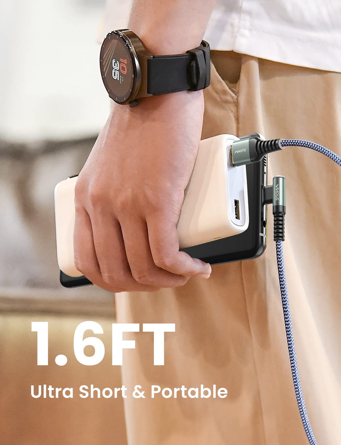 AINOPE USB Type C Cable [2-Pack, 1.6ft] 3.1A Type C Charger Fast Charging Right Angle, Durable Nylon Braided USB C Cable, Smartphone