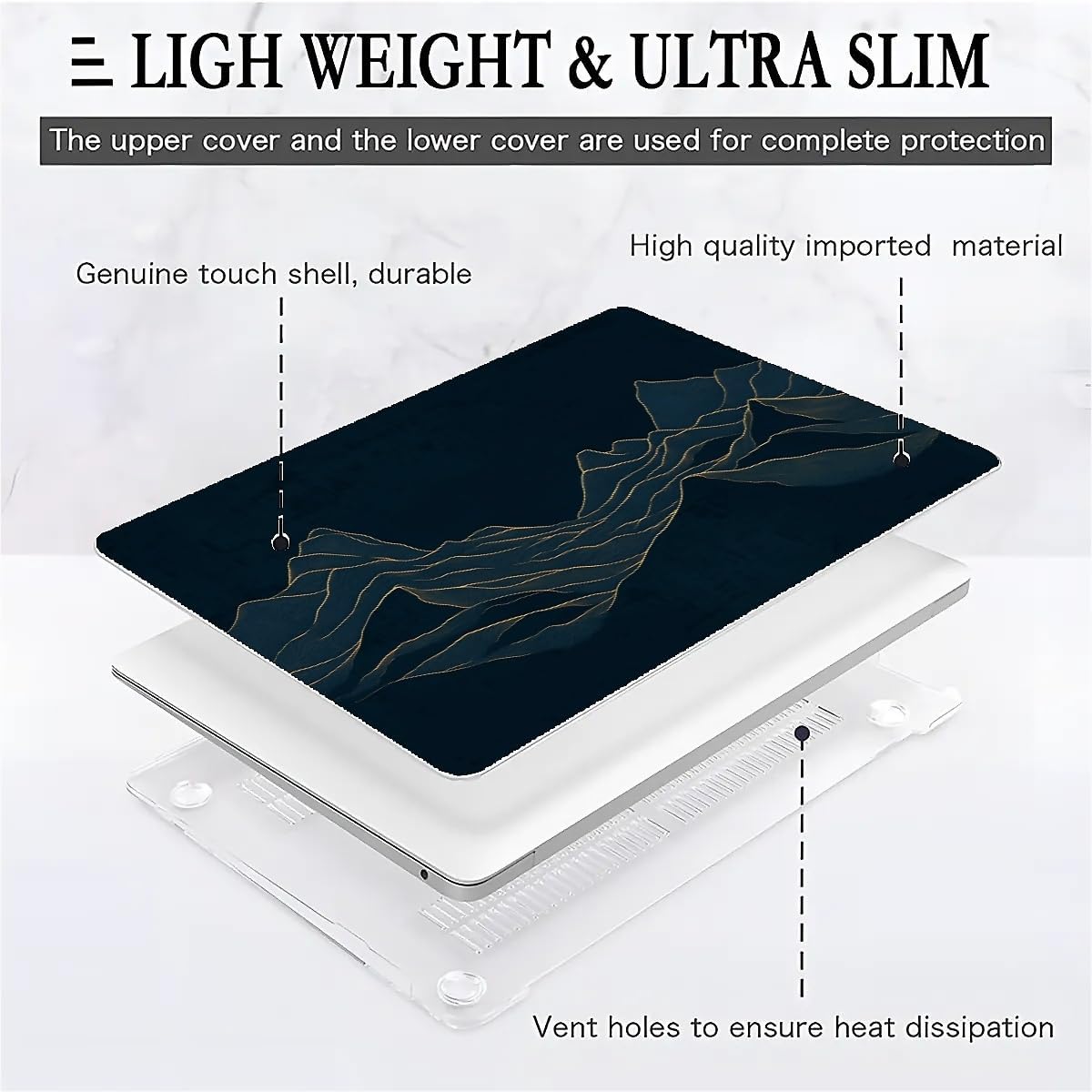 Compatible with MacBook Air 13.3 13.6 Inch Case 2022 2021 2020 2019 Plastic Hard Shell Case Cover,13.3 Pro(A1706/A1708/A1989/A2159/A2289/A2338), Dark Mountains