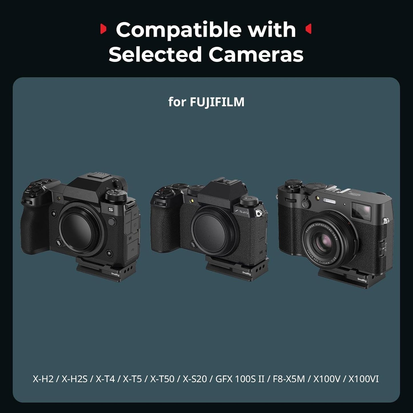 SMALLRIG Mount Plate for AirTag, Quick Release Camera Mount Baseplate for Arca-Type, Built-in EVA Pad, 1/4"-20 Screws, for FUJIFILM X-H2 / X-T4 / X-T5 / X-T50 / GFX 100S II / F8-X5M / X100V - MD5425