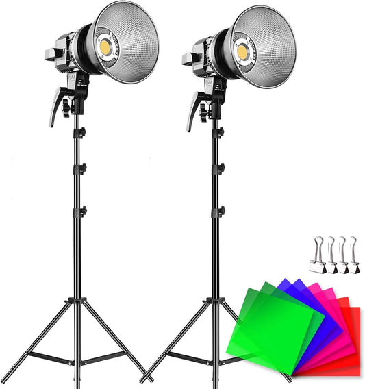 GVM 80W Video Light with Bowens Mount 2PCS LED Continuous Video Light with Tripod Continuous Output 13000Lux@0.5m Daylight Photography Lighting for Studio YouTube Video Recording Outdoor Shoot