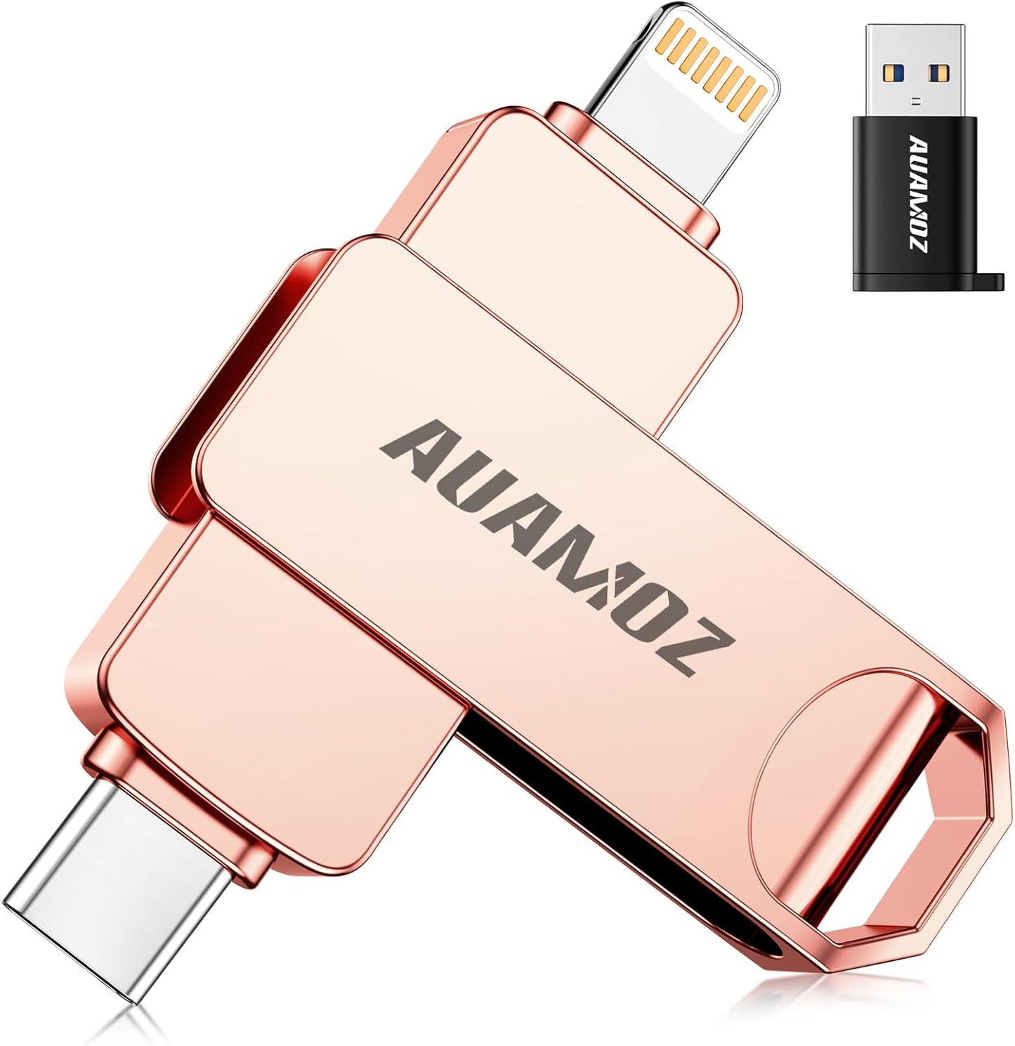 256GB Flash Drive Intended for iPhone, Memory Stick Storage Files Photos Videos Backup, Compatible with iPhone iPad Android PC, Plug and Play, No Application Required (Rose Gold)