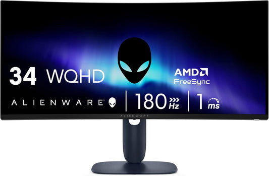 Alienware 34 Curved Gaming Monitor – AW3425DWM - 34-inch WQHD 180Hz 1ms Display, 1500R, AMD FreeSync Premium, VESA AdaptiveSync.