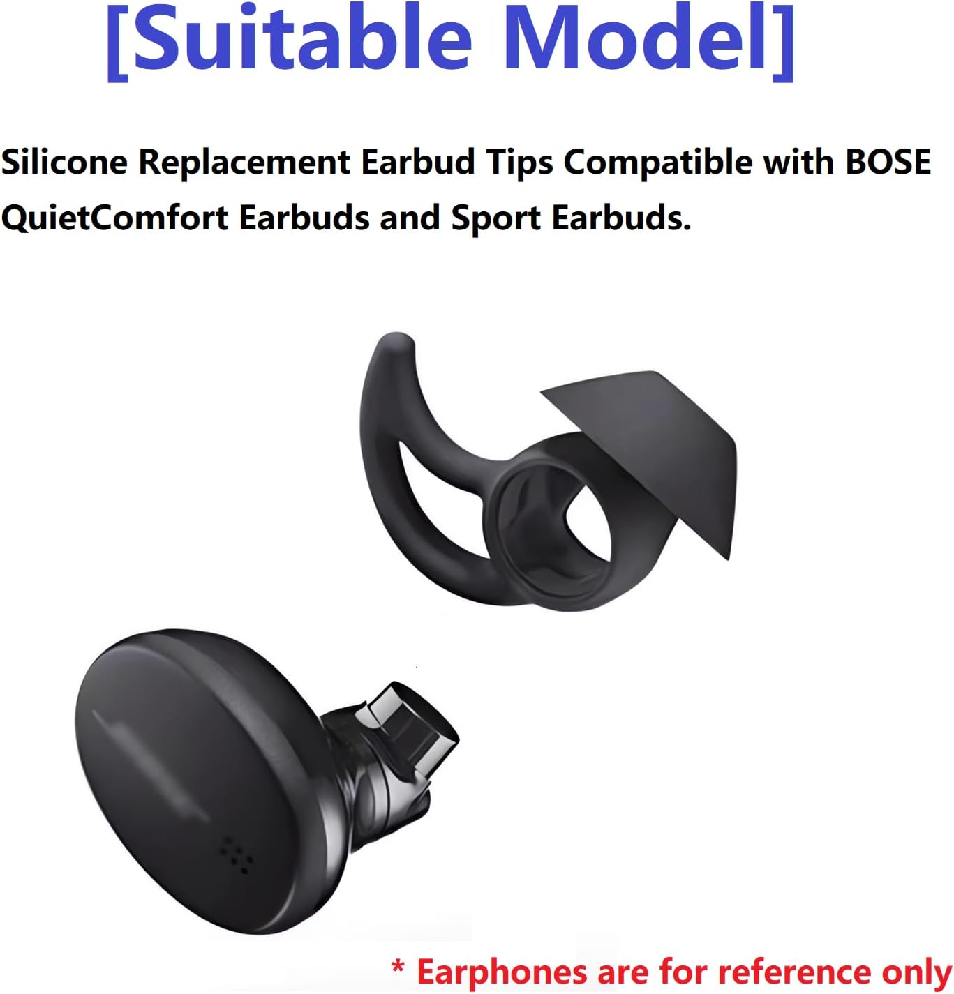 Earbud Tips 3 Pairs Large Compatible with Bose QuietComfort Earbuds and Sport Earbuds