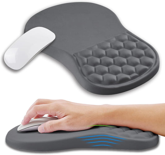 Ergonomic Mouse Pad Wrist Support with Memory Foam Massage Bulge, Carpal Tunnel Pain Relief Mousepad Wrist Rest for Mouse(12x8 inch, Dark Grey)