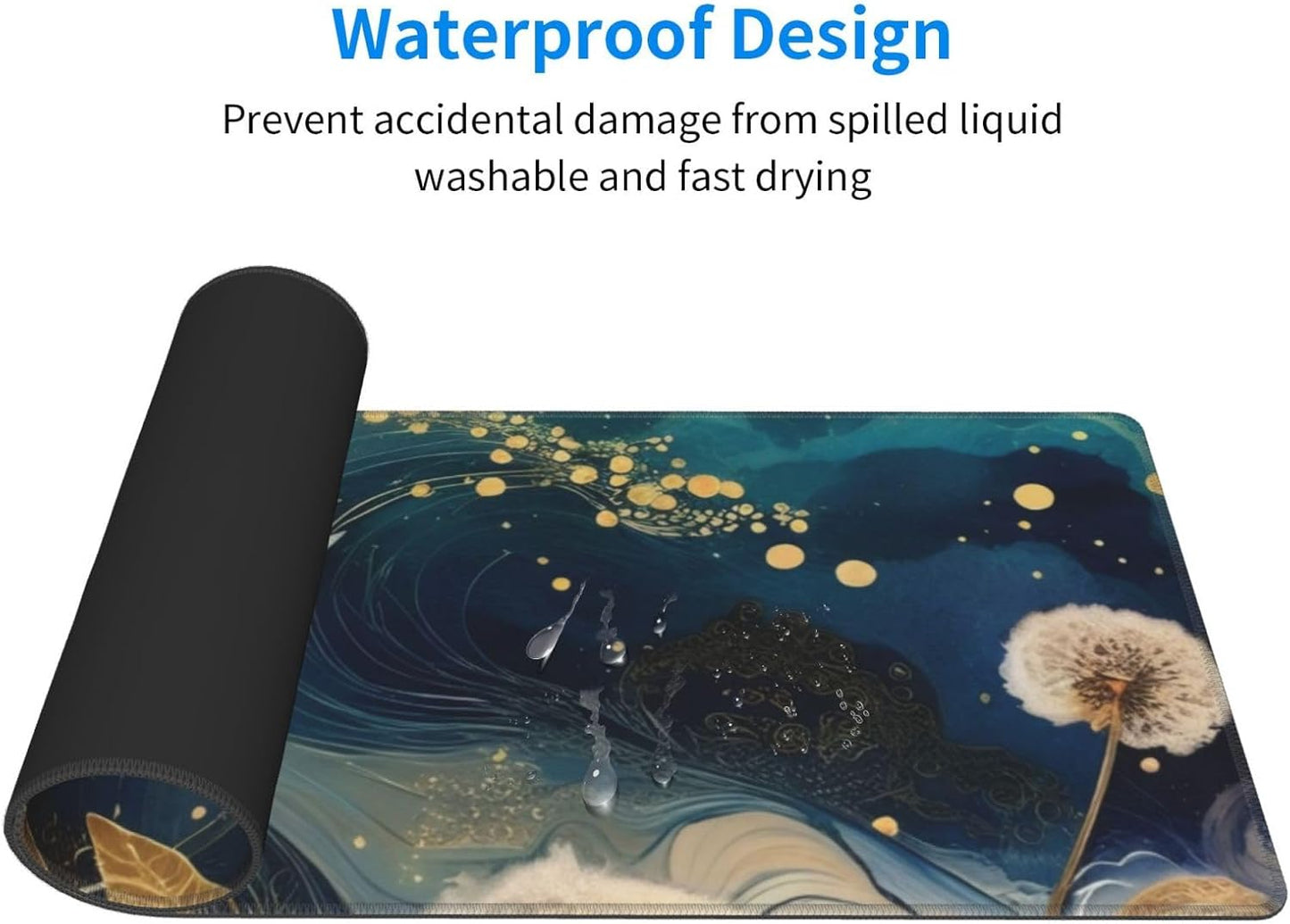 Gaming Mouse Pad, Large Non-Slip Rubber Base Mousepad, Keyboard Mouse Mat, Desk Pad with Stitched Edges, 31.5x11.8inch, Abstract Dandelion