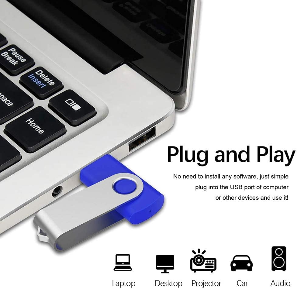 Aiibe 10 Pack 64GB USB 2.0 Flash Drive - Blue (10 Pack, 64GB)