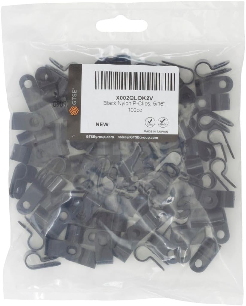 GTSE Black Nylon Plastic Cable Clamps, 5/16" Screw Mounts for Cable, Rope, Tube Management, 100 Pack