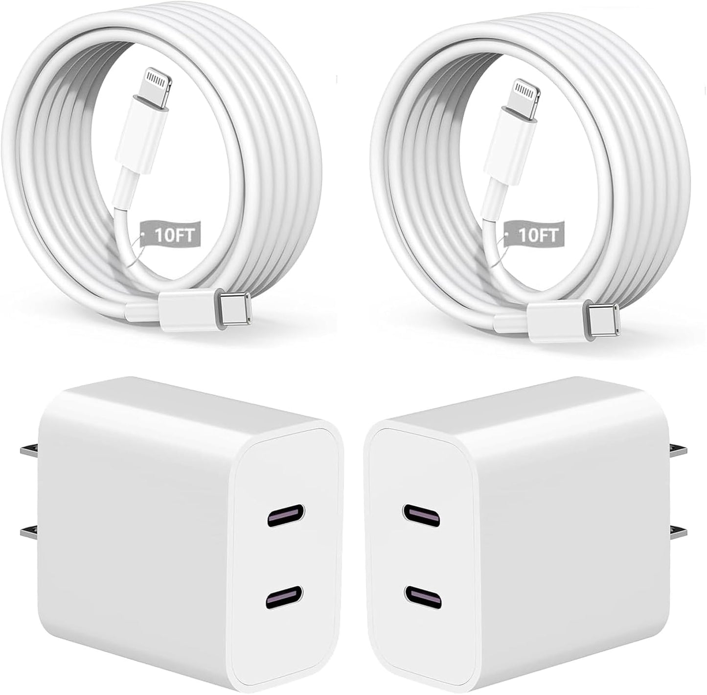 for iPhone Fast Charger,Dual Port USB C iPhone Charger Fast Charging Block,Super Fast Apple Double Type C Wall Charger,2Pack 10FT Quick USB C Lightning Cable for iPhone 14 Pro Max/13/12 MiNi/11/XS/XR