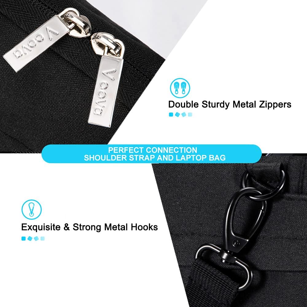 Voova Laptop Bag 13 14 Inch, Waterproof Computer Sleeve Carrying Case with Shoulder Straps & Handle Compatible with Macbook Air 13 M2/M3/M4, MacBook Pro 13/14, HP Dell Lenovo Chromebook 14, Black