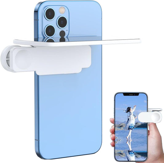 2025 New Upgrade Adjustable Smartphone Camera Mirror Reflection Clip Kit for iPhone & All Phones, Mirror Effect Lens - HD Glass Phone Shooting Reflection Mirror for Outdoor Travel Photography (White)