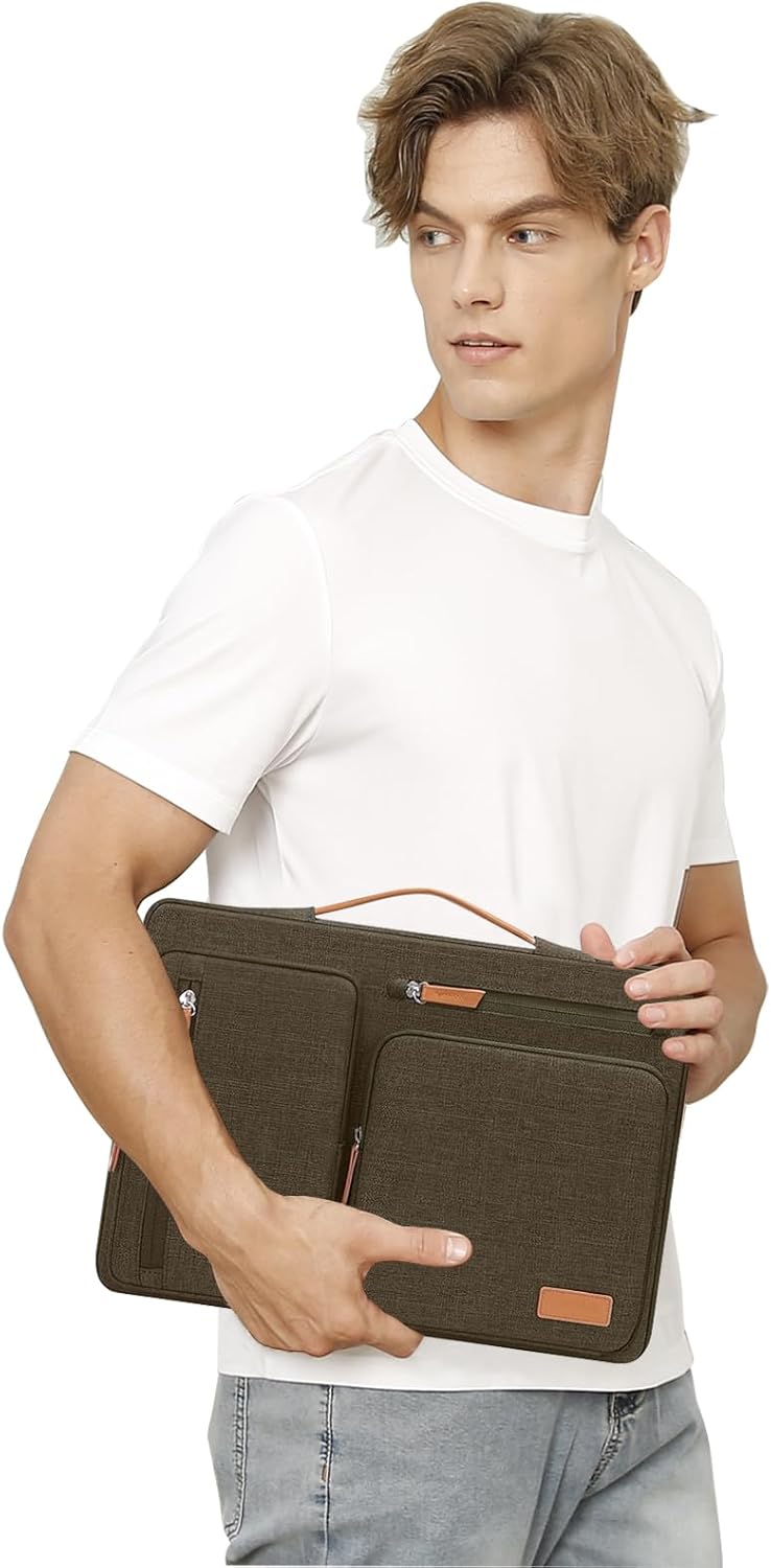 MOSISO 360 Protective Laptop Case 16 inch, 15-15.6 inch Laptop Sleeve Compatible with MacBook Pro 16, HP, Acer, Dell, Lenovo, ASUS, Side Open Carrying Case with 4 Zipper Pockets&Handle,Carob Brown