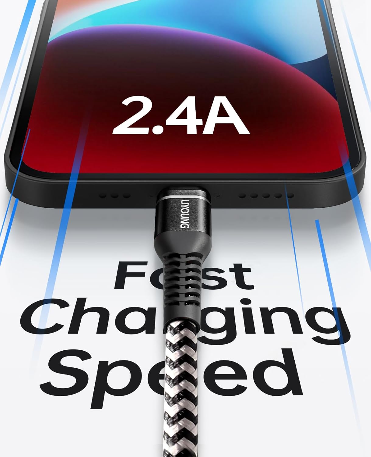 10 FT iPhone Charger Cable 3Pack [Apple MFi Certified] Long Durable Nylon Braided USB Lightning Fast Charging Cord Compatible with iPhone 14/13/12/11/X/XS/XR/SE/8/7/6/5/iPad Pro/Mini/Air(Black)