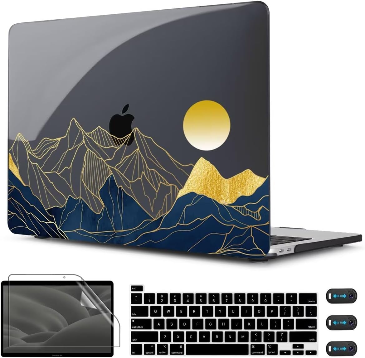 CISSOOK Compatible with MacBook Pro 13 inch Case M2 2025-2020 Release A2338 M2 M1 A2251 A2289, Plastic Hard Shell & Keyboard Cover for Pro 13 inch M2 with Touch Bar, Mountain & Raised Sun