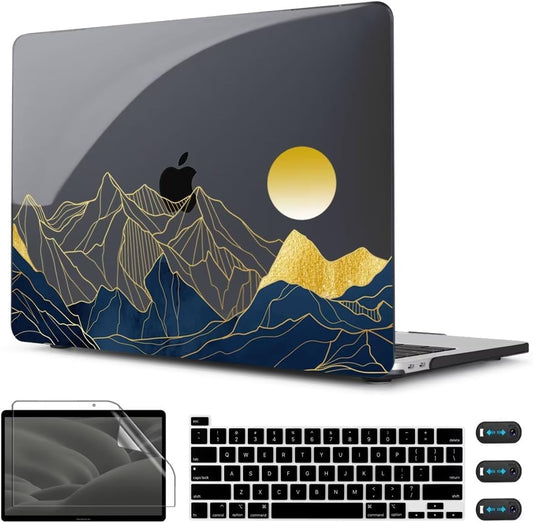 CISSOOK Compatible with MacBook Pro 13 inch Case M2 2025-2020 Release A2338 M2 M1 A2251 A2289, Plastic Hard Shell & Keyboard Cover for Pro 13 inch M2 with Touch Bar, Mountain & Raised Sun