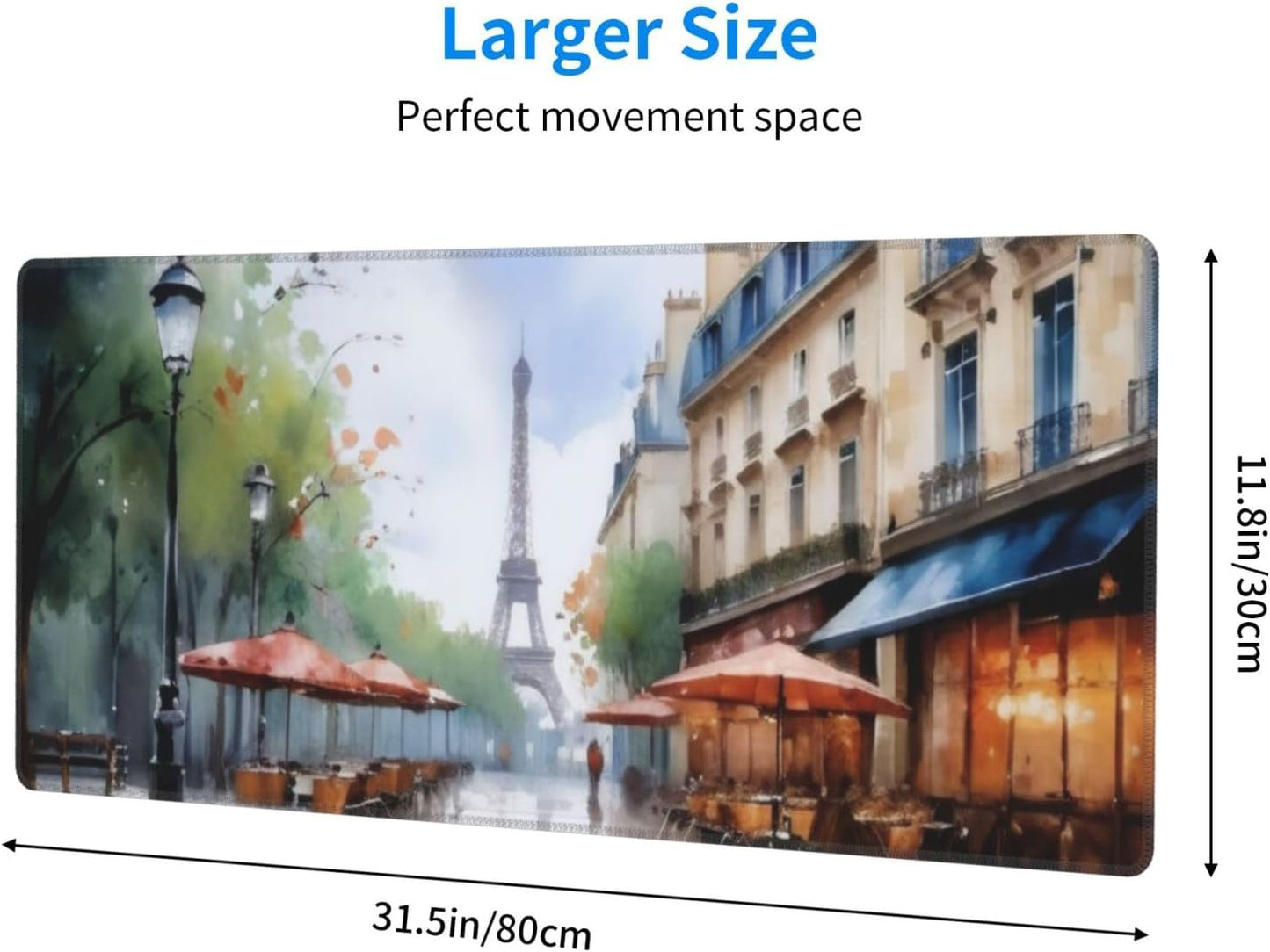 Gaming Mouse Pad, Large Non-Slip Rubber Base Mousepad, Keyboard Mouse Mat, Desk Pad with Stitched Edges, 31.5x11.8inch, Elfa Tower