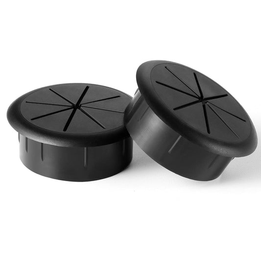HYCC 2 Pack 2 Inch Flexible Desk Grommet,Organize Wires and Cables on Office Equipment, Computer Components, Entertainment Systems Effectively - Color: Black