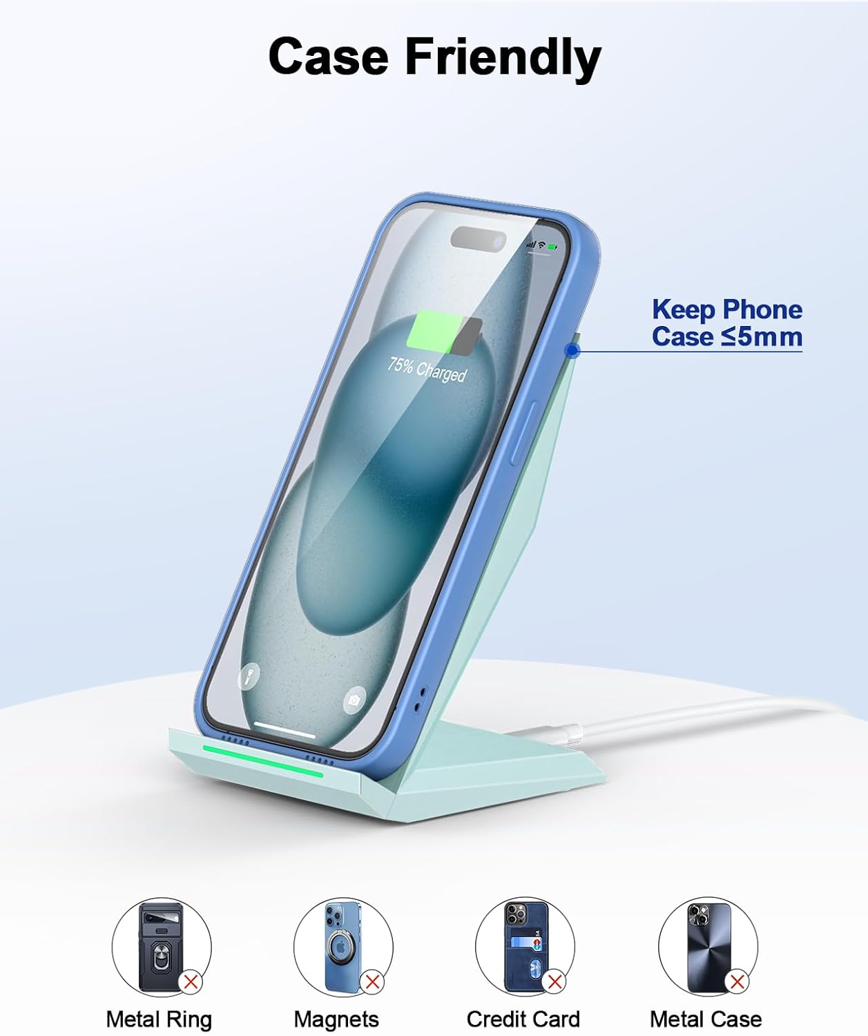 NANAMI Fast Wireless Charger, Qi Certified Charging Stand[with 20W PD Charger] Compatible iPhone 16/15/14/13/12/12, Desktop Charger Stand for Samsung Galaxy S25/S25+/S25 UltraS24/S23/S22/S21/S20