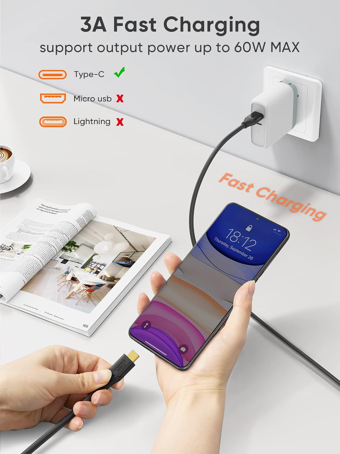 CableCreation 2-Pack 1.6FT USB A to C Data Transfer & Charging Cables, 10Gbps, Compatible with USB C External SSD, MacBook, iPhone 16/15 Pro Max