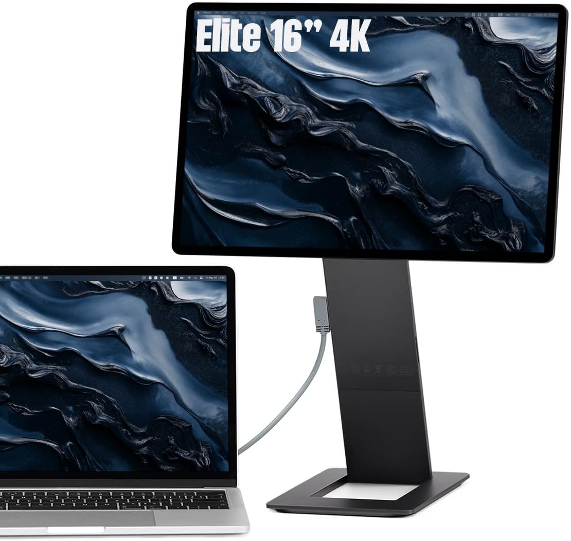 SOTSU FlipAction Elite 16" Portable Monitor | 4K |Super Compact | Pivot Rotate | 3840x2400 DCI P3 | 60Hz | 450 Nits | Full Metal CNC | Perfect Match for Mac and Windows (Space Black)