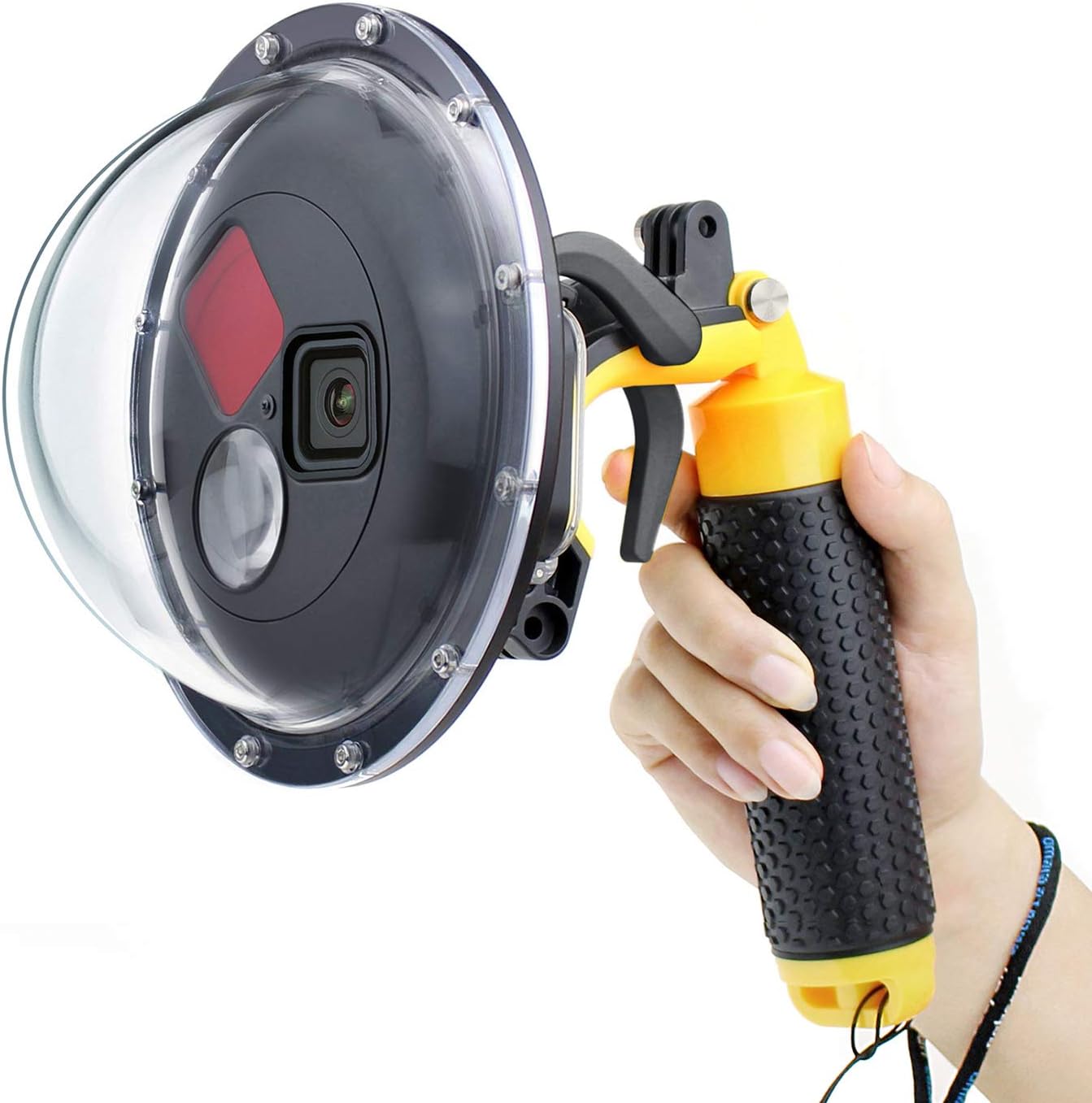 Dome Port for GoPro Hero 8 Black, Dome Port Lens with Waterproof Housing Case, Trigger, Floating Hand Grip, Built-in Switchable Red Filter and 10x Macro Filter